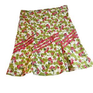 VTG Y2K La Belle Cherry Floral Ribbon Trim Skirt Pink Green Dainty Fairy USA 8